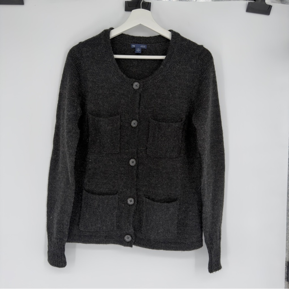 Gap Charcoal Gray Alpaca Blend Knit Cardigan Sweater Medium